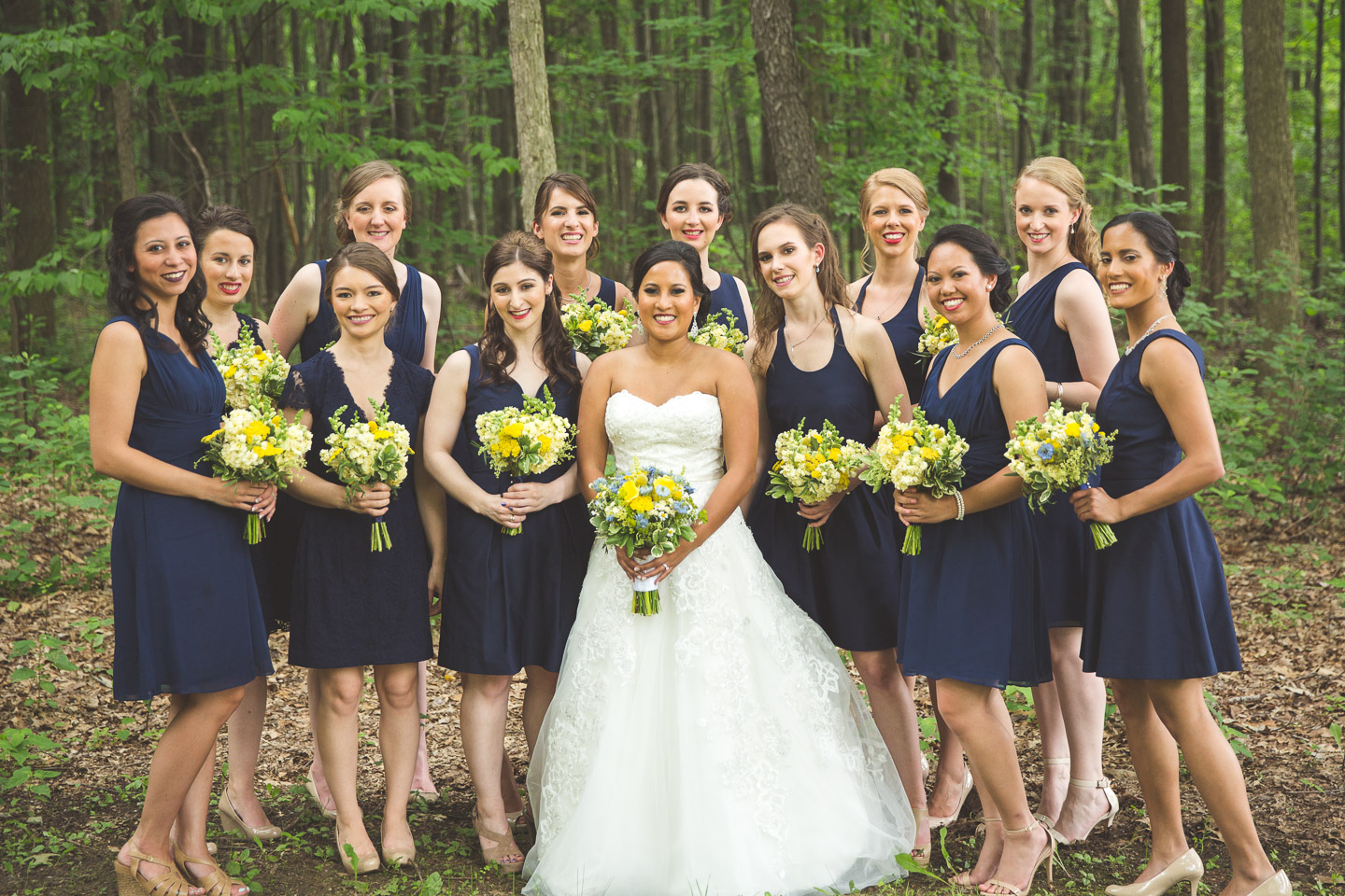 birmingham-michigan-southfield-bride-bridesmaids-group-portrait-forest
