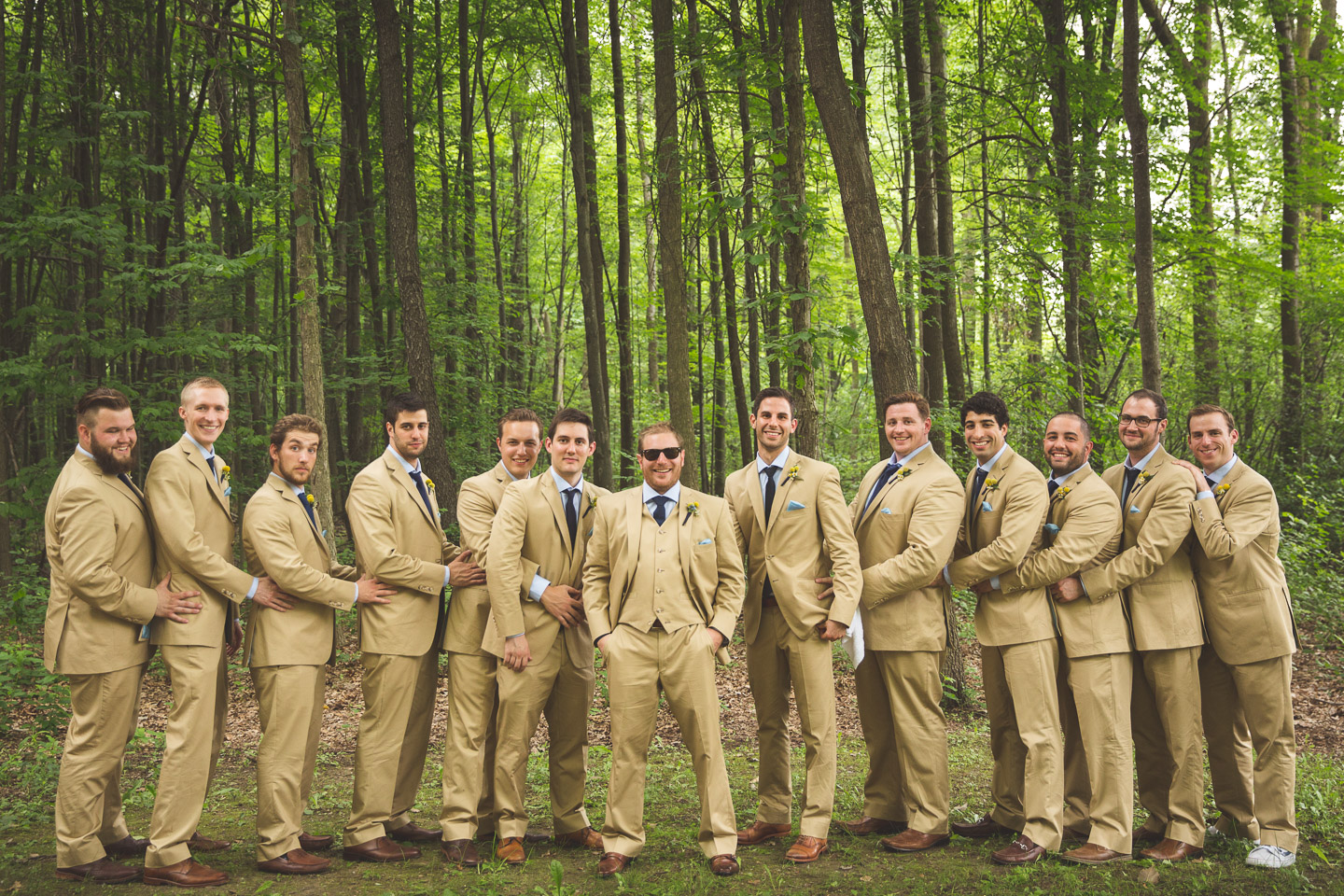 birmingham-michigan-southfield-groom-groomsmen-awkward-funny-group-portrait-forest