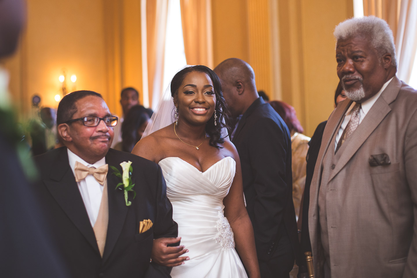Detroit-Michigan-Wedding-The-Colony-Club-Ceremony-Bride-Walk-Down-Aisle-Father
