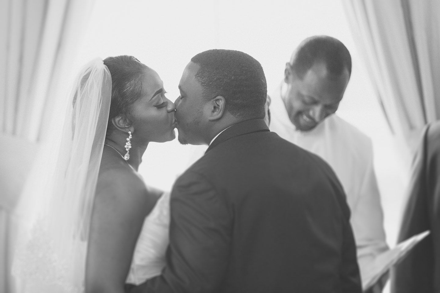 Detroit-Michigan-Wedding-The-Colony-Club-Ceremony-First-Kiss-Bride-Groom-Husband-Wife