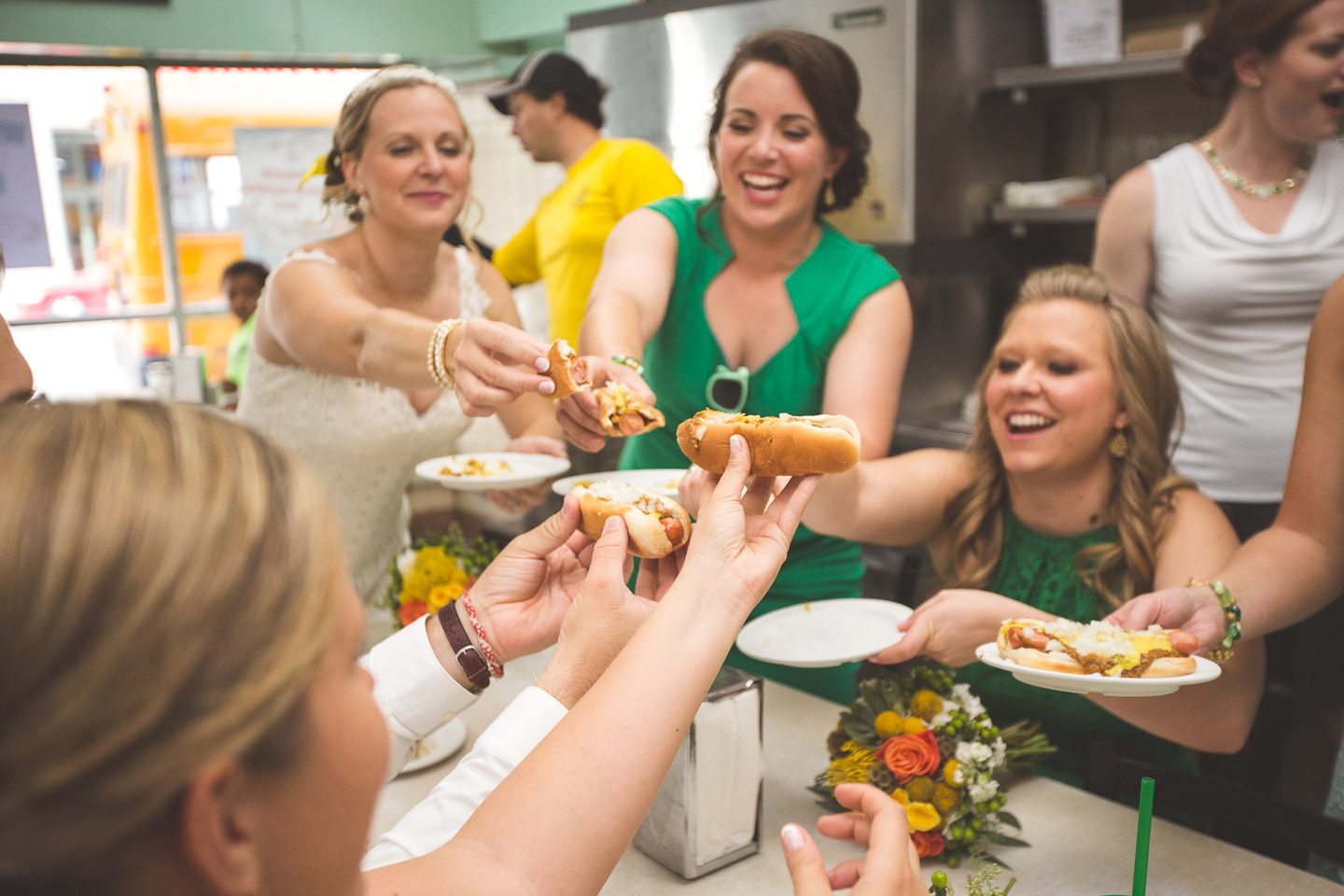 Detroit-Wedding-Downtown-Lafayette-Coney-Bridal-Party-Coney-Toast