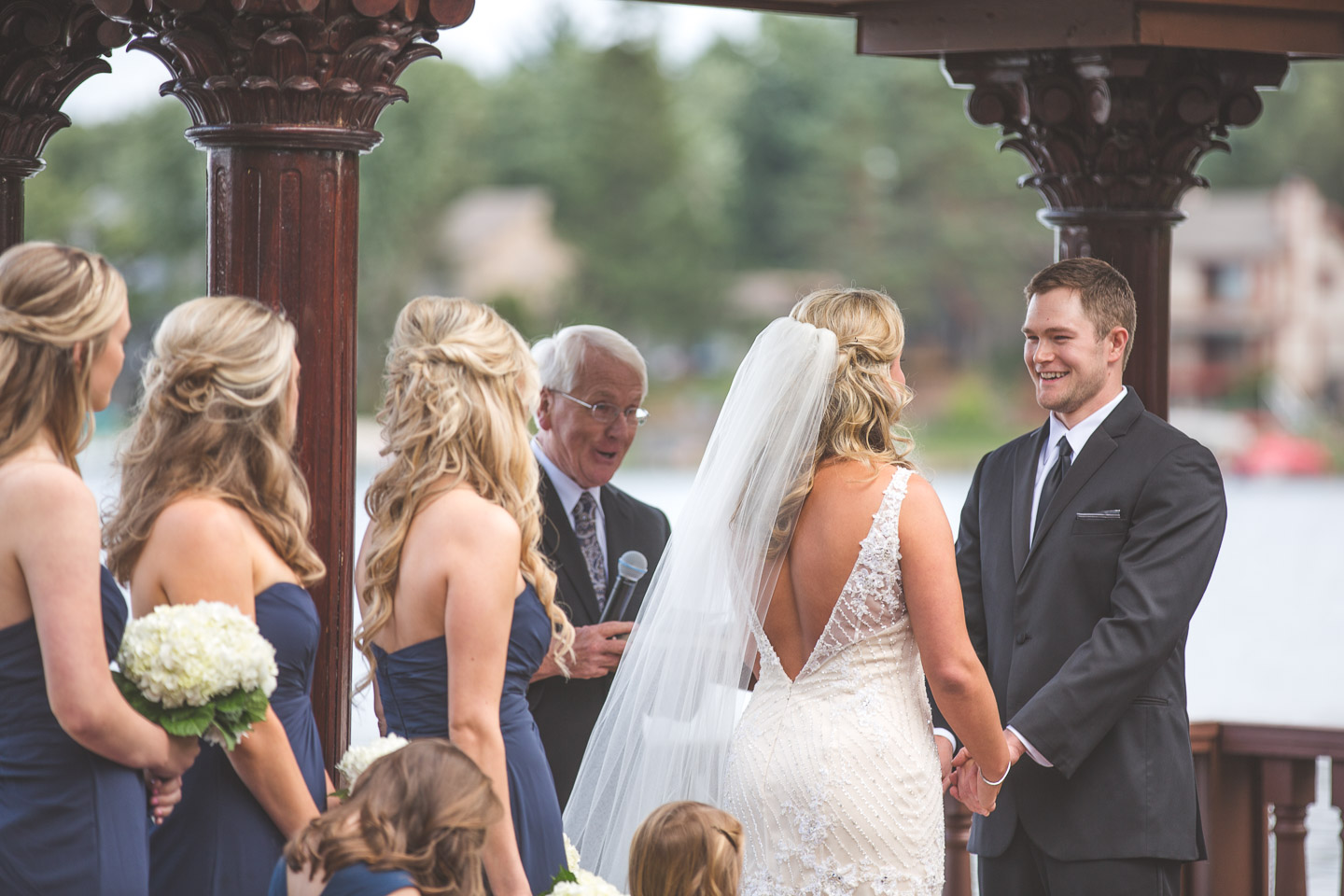 West-Bloomfield-Wedding-Michigan-Bay-Pointe-Golf-Club-Outdoor-Ceremony-Groom-Smile