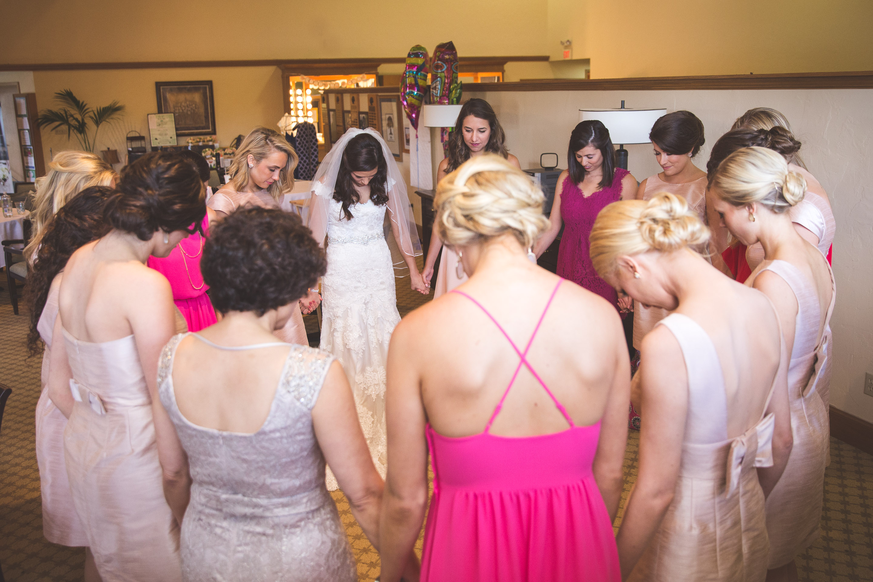 Wedding-Edmond-Oklahoma-Oak-Tree-Country-Club-Bride-Bridesmaids-Prayer