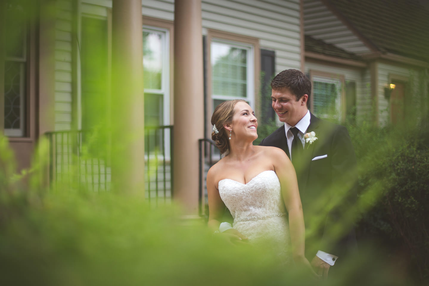 Dearborn-Wedding-The-Dearborn-Inn-Bride-Groom-Smile-At-House